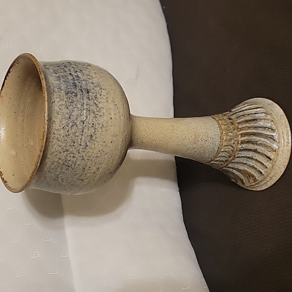 Elegant Ceramic Goblet in Beige and Gray 9 1/4 X 3 3/4" - Picture 3 of 8